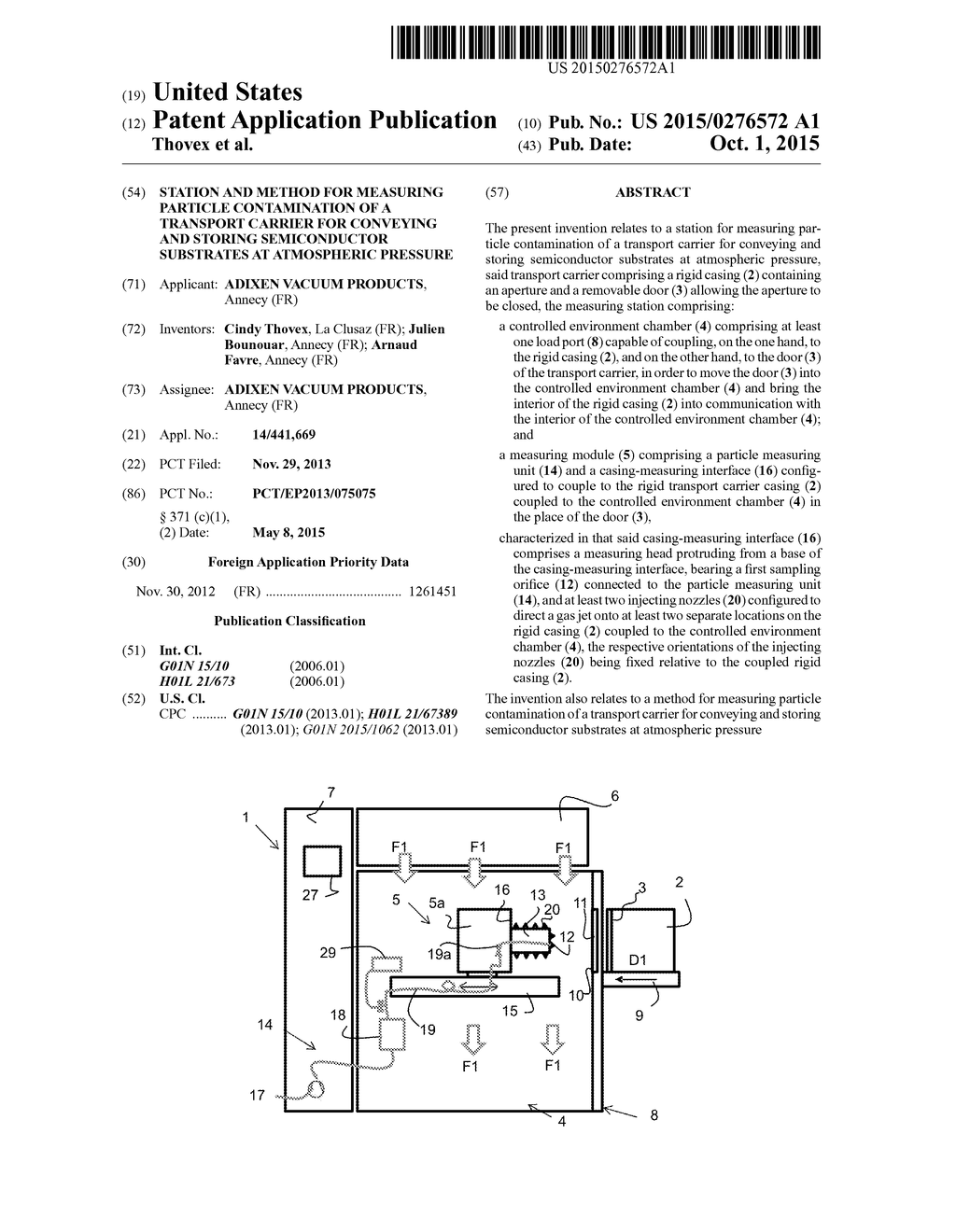 STATION AND METHOD FOR MEASURING PARTICLE CONTAMINATION OF A TRANSPORT     CARRIER FOR CONVEYING AND STORING SEMICONDUCTOR SUBSTRATES AT ATMOSPHERIC     PRESSURE - diagram, schematic, and image 01