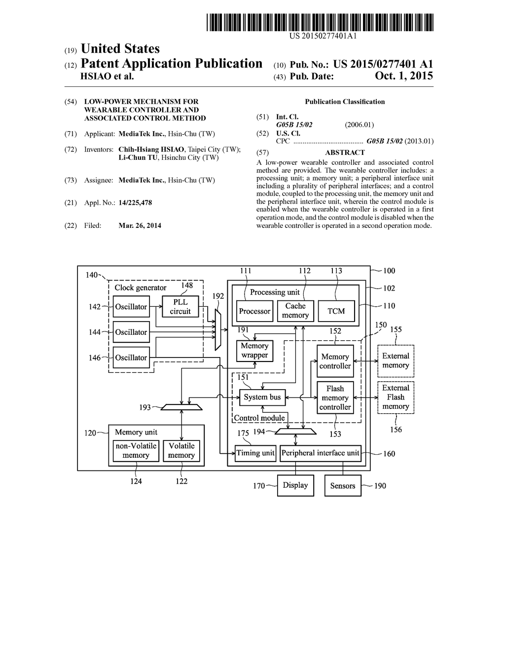 LOW-POWER MECHANISM FOR WEARABLE CONTROLLER AND ASSOCIATED CONTROL METHOD - diagram, schematic, and image 01