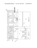 SEMICONDUCTOR DEVICES WITH CONTACT STRUCTURES AND A GATE STRUCTURE     POSITIONED IN TRENCHES FORMED IN A LAYER OF MATERIAL diagram and image