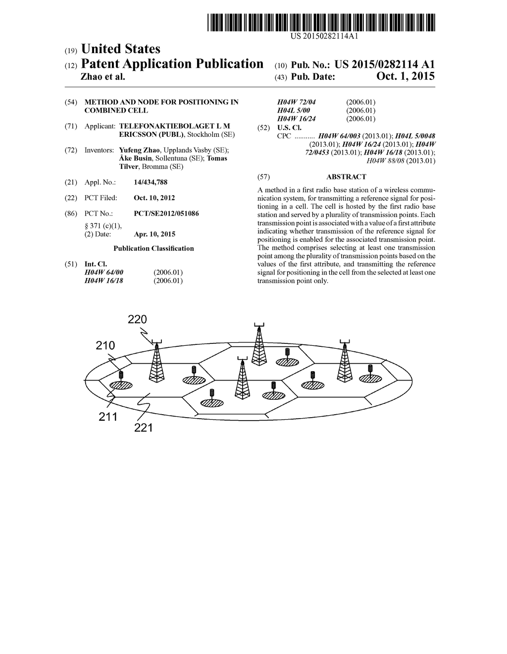 METHOD AND NODE FOR POSITIONING IN COMBINED CELL - diagram, schematic, and image 01