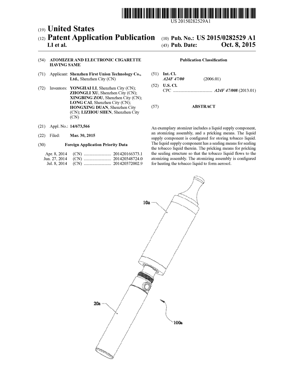 ATOMIZER AND ELECTRONIC CIGARETTE HAVING SAME - diagram, schematic, and image 01