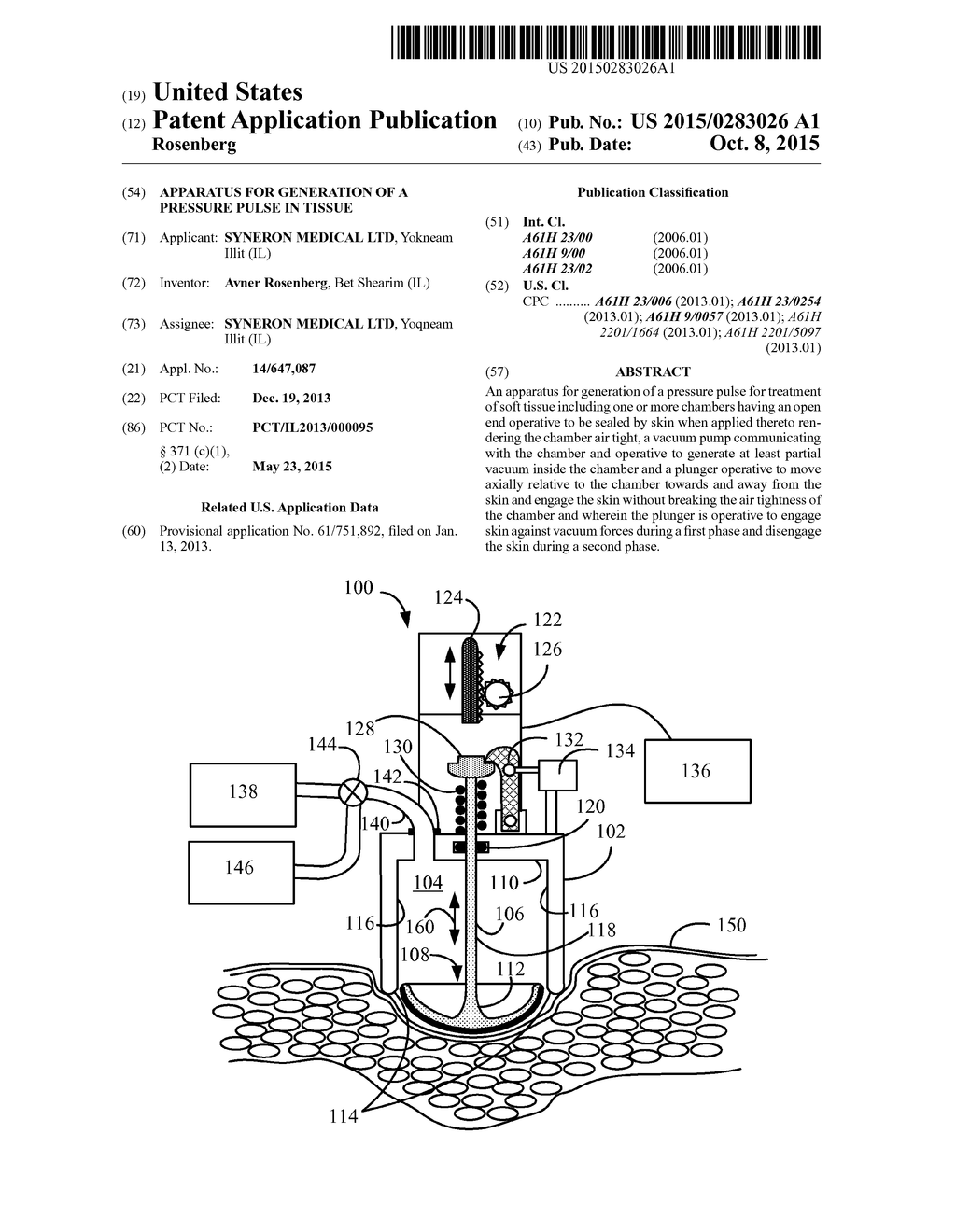 APPARATUS FOR GENERATION OF A PRESSURE PULSE IN TISSUE - diagram, schematic, and image 01