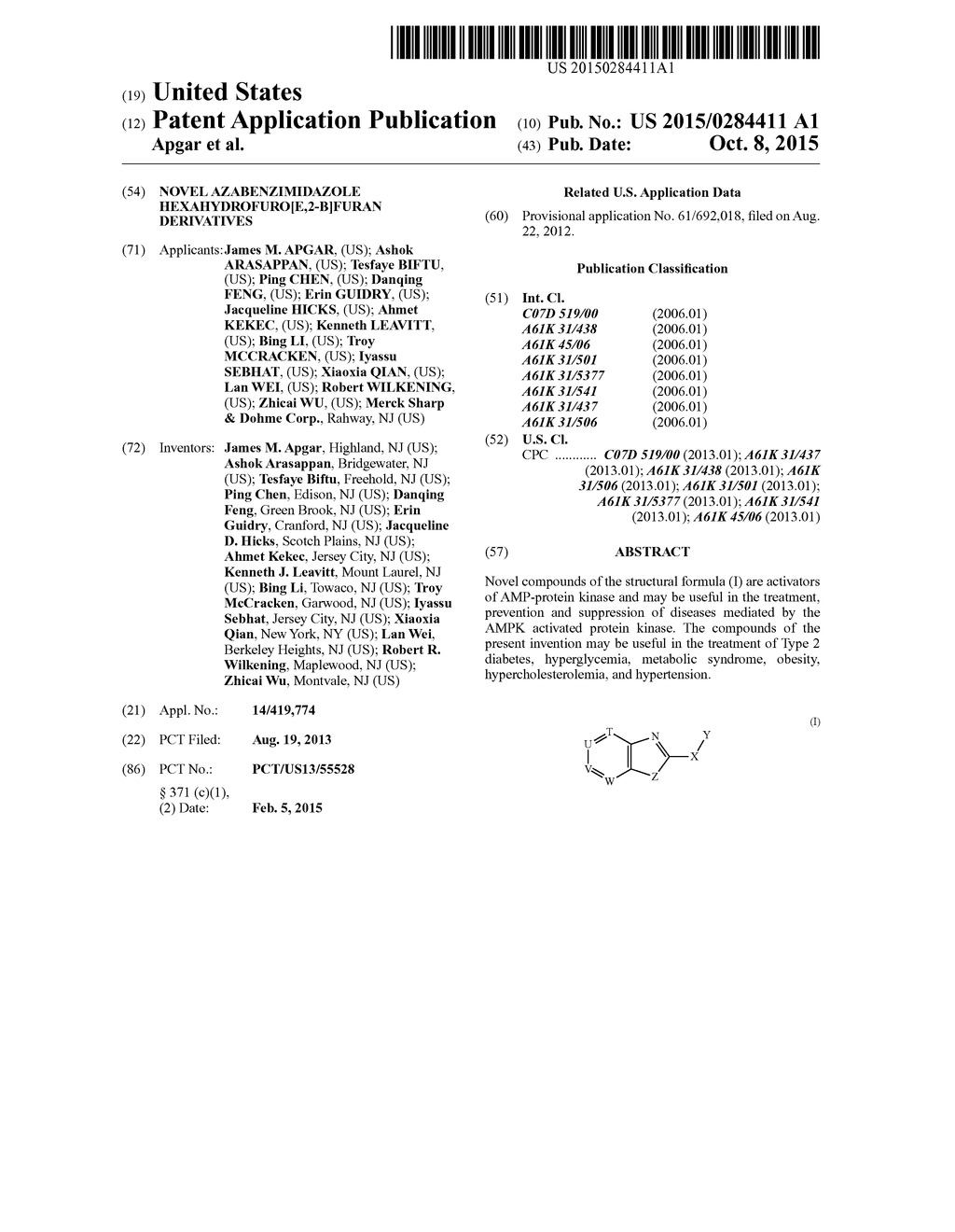 NOVEL AZABENZIMIDAZOLE HEXAHYDROFURO[E,2-B]FURAN DERIVATIVES - diagram, schematic, and image 01