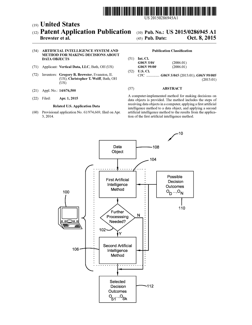 Artificial Intelligence System and Method for Making Decisions About Data     Objects - diagram, schematic, and image 01