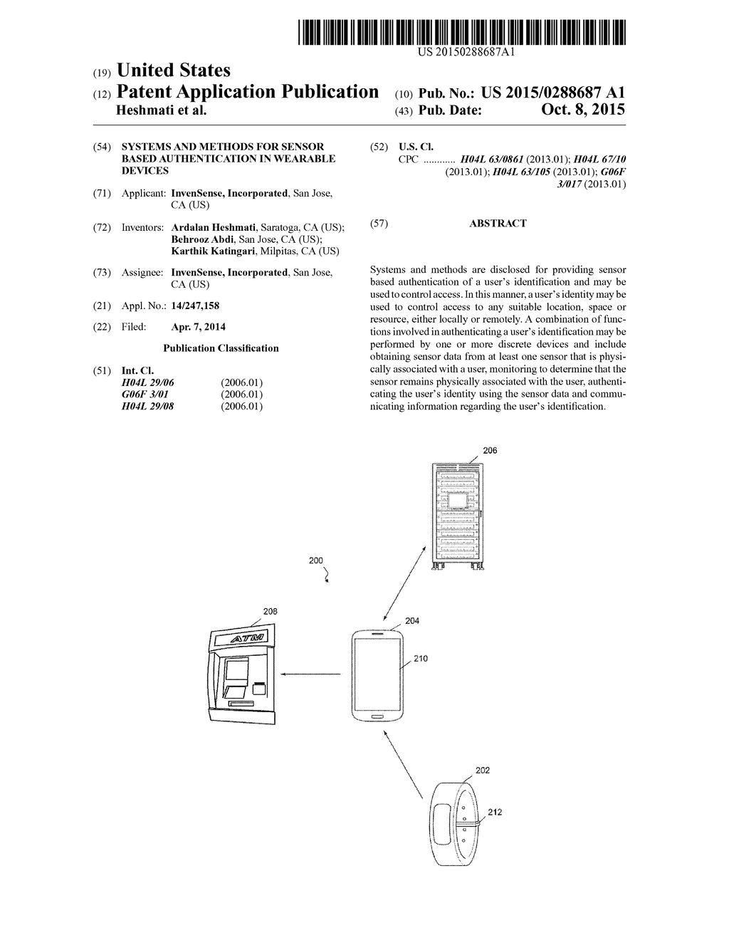 SYSTEMS AND METHODS FOR SENSOR BASED AUTHENTICATION IN WEARABLE DEVICES - diagram, schematic, and image 01