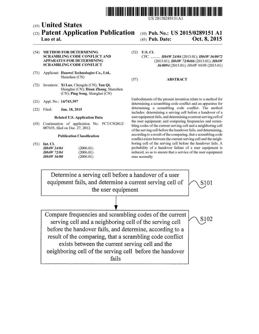 METHOD FOR DETERMINING SCRAMBLING CODE CONFLICT AND APPARATUS FOR     DETERMINING SCRAMBLING CODE CONFLICT - diagram, schematic, and image 01