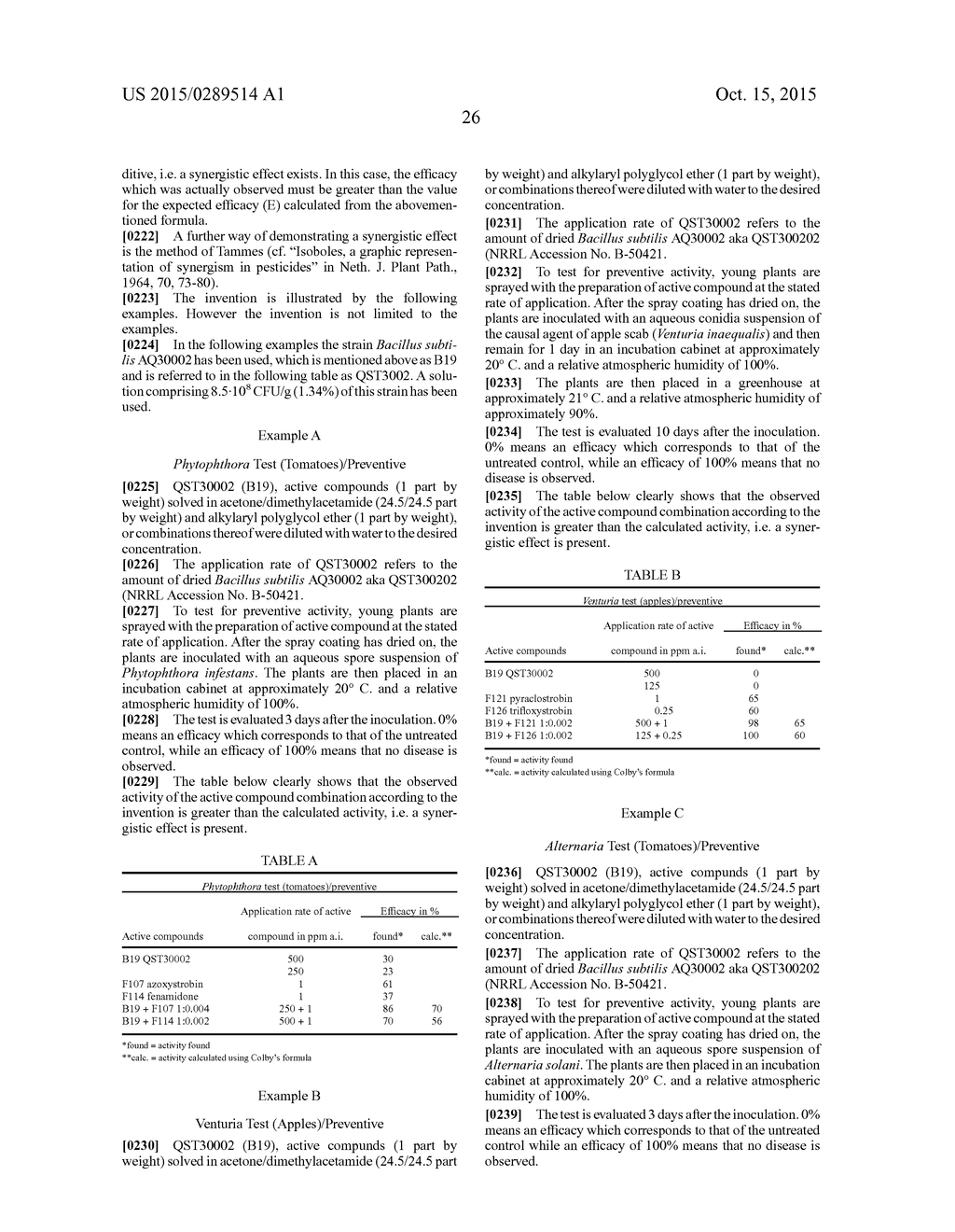 COMPOSITION COMPRISING A BIOLOGICAL CONTROL AGENT AND A FUNGICIDE SELECTED     FROM INHIBITORS OF THE RESPIRATORY CHAIN AT COMPLEX III - diagram, schematic, and image 27