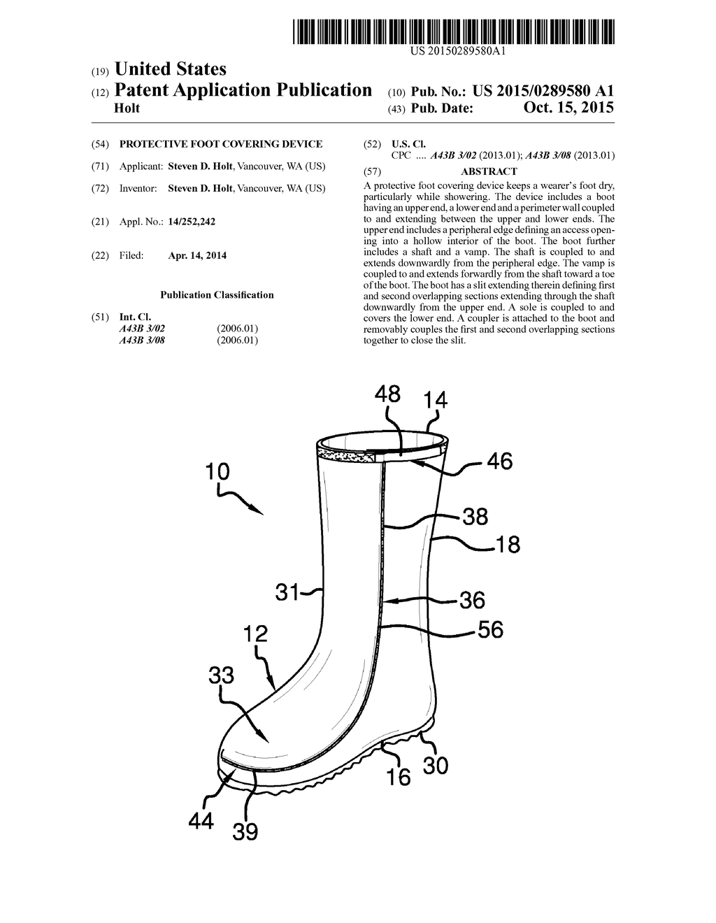 Protective Foot Covering Device - diagram, schematic, and image 01