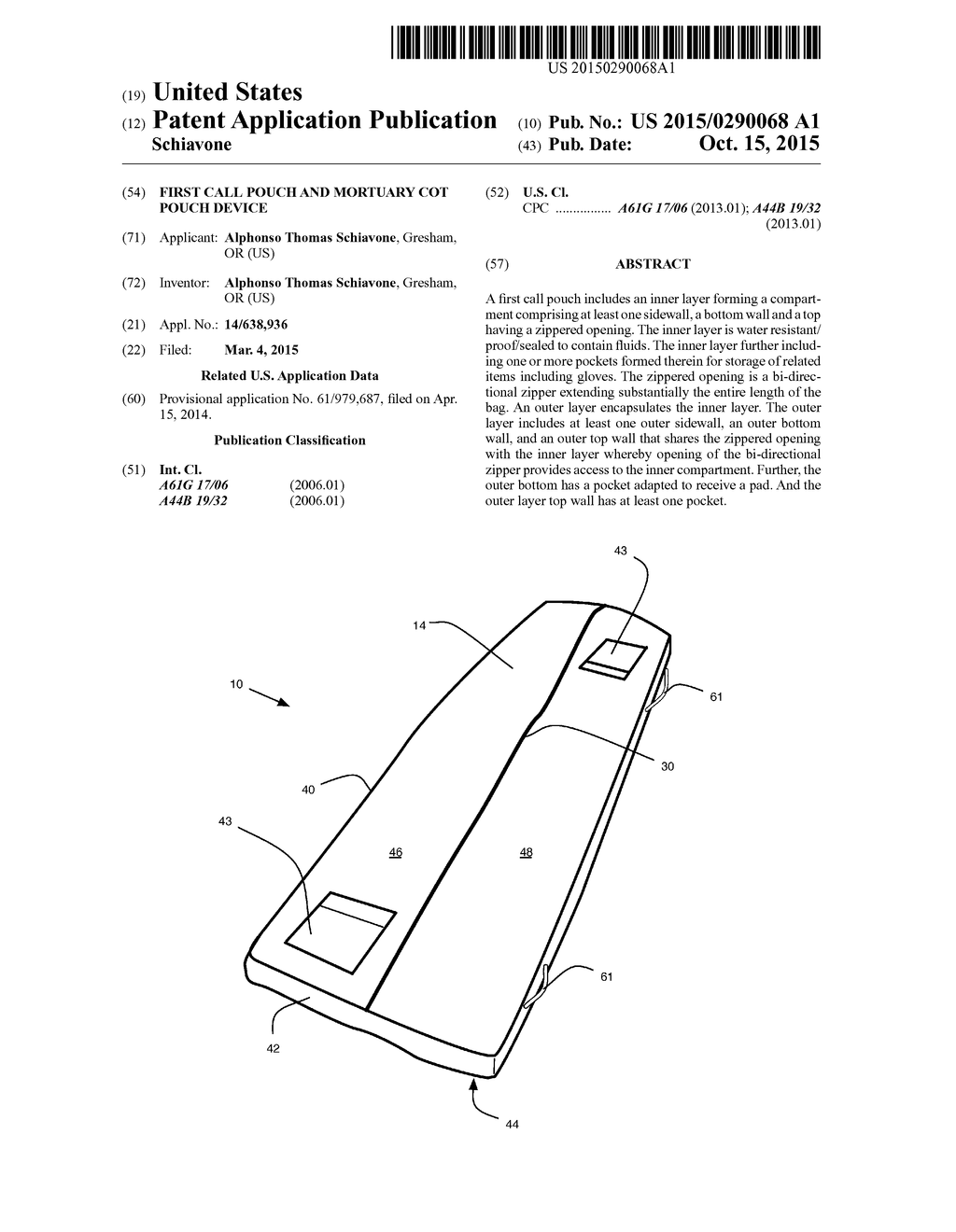 First Call Pouch and Mortuary Cot Pouch Device - diagram, schematic, and image 01