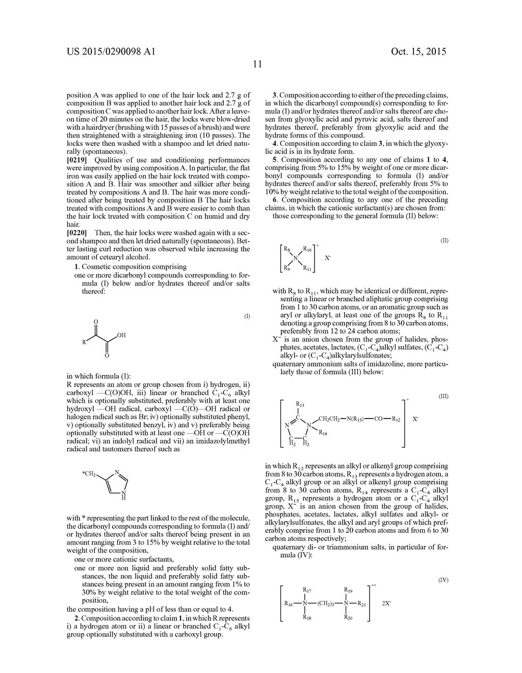 COMPOSITION COMPRISING A DICARBONYL COMPOUND AND PROCESS FOR STRAIGHTENING     THE HAIR USING THIS COMPOSITION - diagram, schematic, and image 12