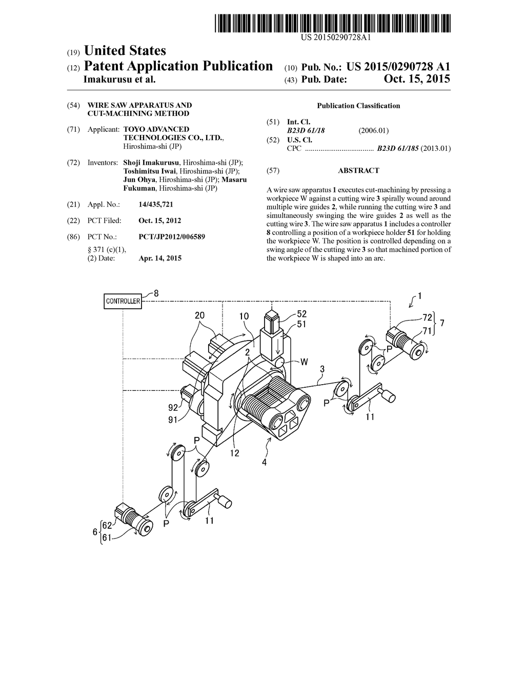 WIRE SAW APPARATUS AND CUT-MACHINING METHOD - diagram, schematic, and image 01