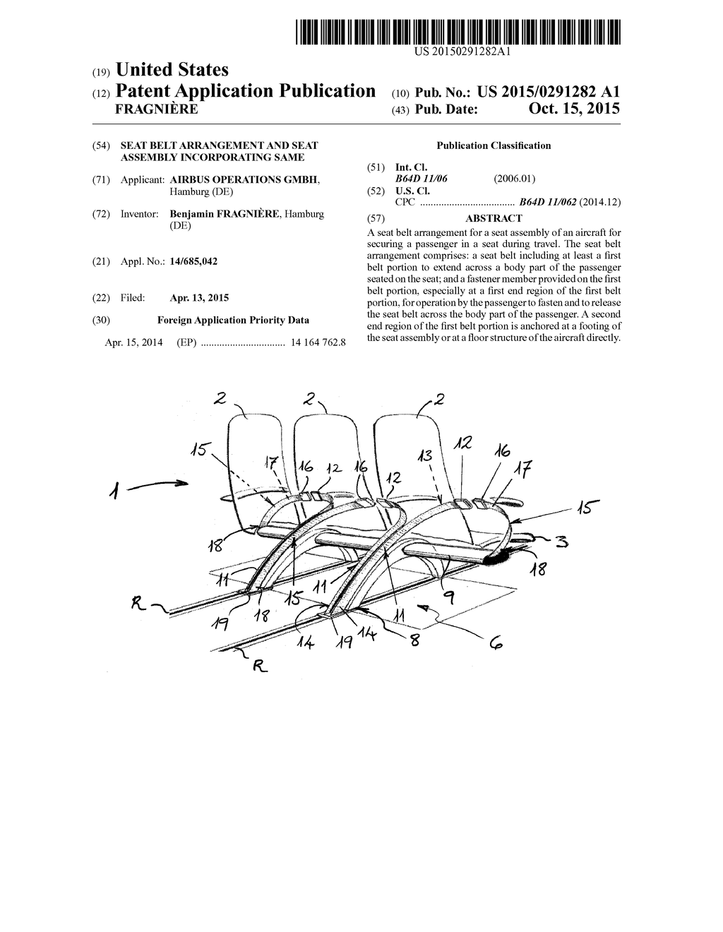 SEAT BELT ARRANGEMENT AND SEAT ASSEMBLY INCORPORATING SAME - diagram, schematic, and image 01