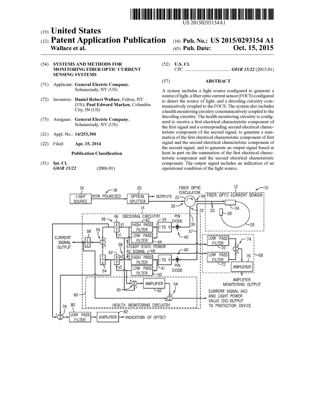 SYSTEMS AND METHODS FOR MONITORING FIBER OPTIC CURRENT SENSING SYSTEMS - diagram, schematic, and image 01