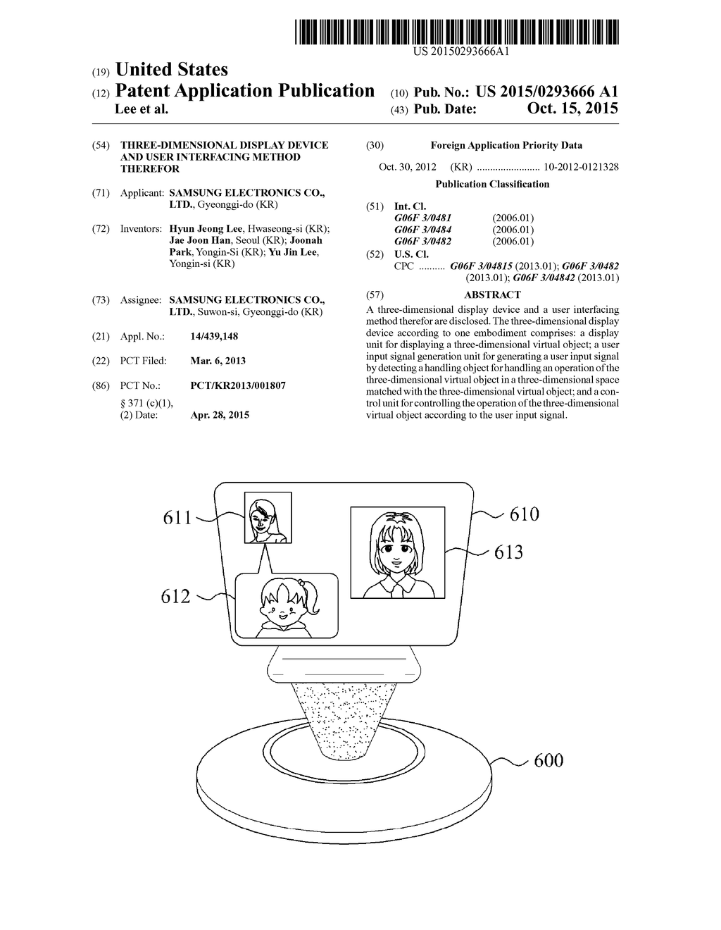 THREE-DIMENSIONAL DISPLAY DEVICE AND USER INTERFACING METHOD THEREFOR - diagram, schematic, and image 01