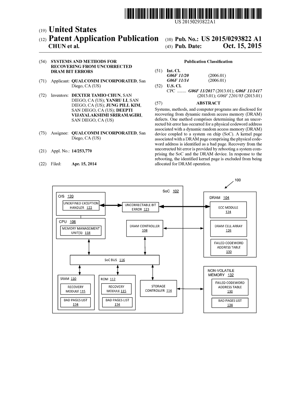 SYSTEMS AND METHODS FOR RECOVERING FROM UNCORRECTED DRAM BIT ERRORS - diagram, schematic, and image 01