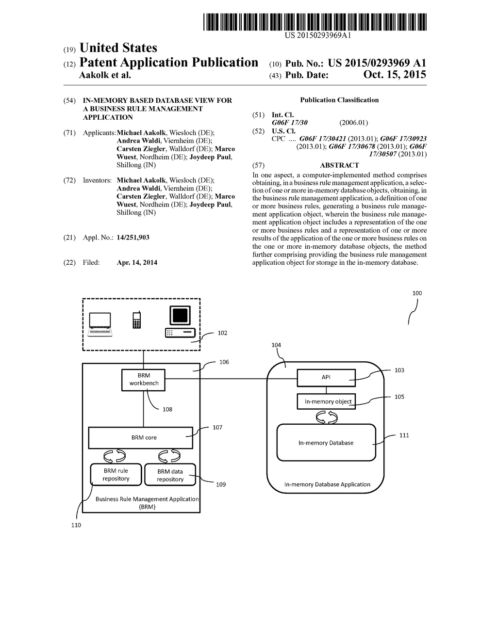 IN-MEMORY BASED DATABASE VIEW FOR A BUSINESS RULE MANAGEMENT APPLICATION - diagram, schematic, and image 01