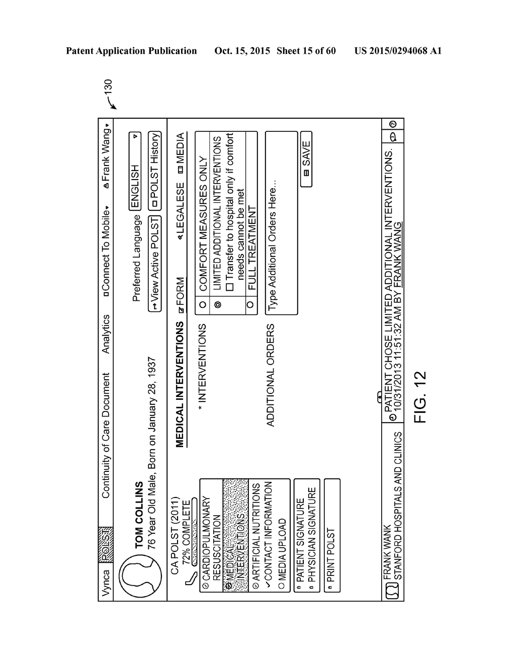 SYSTEM AND METHOD FOR DOCUMENTING PATIENT INFORMATION - diagram, schematic, and image 16