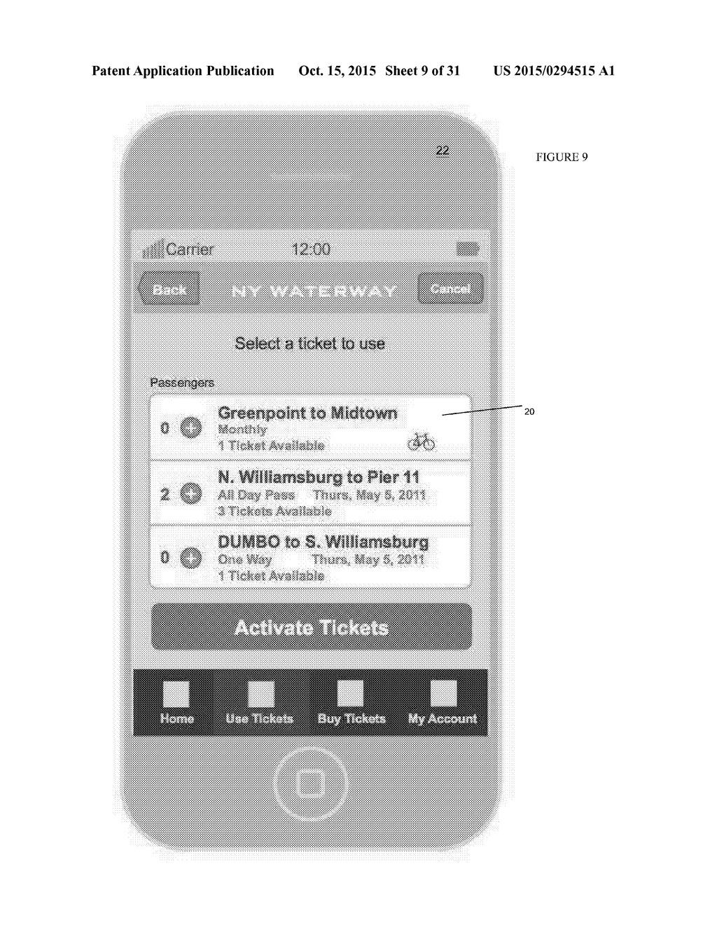 SYSTEMS AND METHODS FOR ELECTRONIC TICKET VALIDATION USING PROXIMITY     DETECTION FOR TWO OR MORE TICKETS - diagram, schematic, and image 10