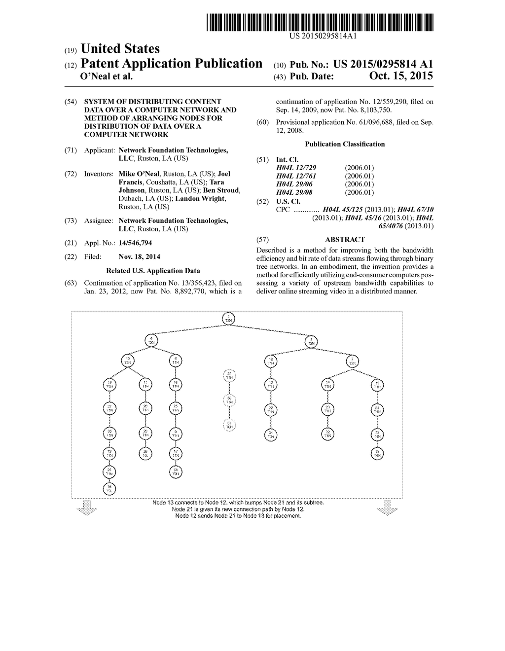 SYSTEM OF DISTRIBUTING CONTENT DATA OVER A COMPUTER NETWORK AND METHOD OF     ARRANGING NODES FOR DISTRIBUTION OF DATA OVER A COMPUTER NETWORK - diagram, schematic, and image 01