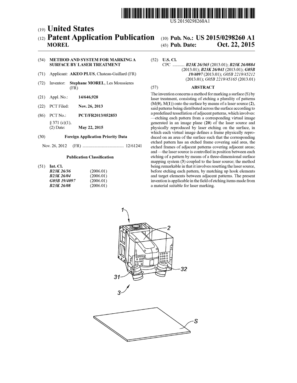 METHOD AND SYSTEM FOR MARKING A SURFACE BY LASER TREATMENT - diagram, schematic, and image 01