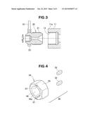 INJECTION DEVICE HAVING TWO-PIECE NOZZLE, JIG FOR USE IN ASSEMBLING     TWO-PIECE NOZZLE, AND METHOD OF ASSEMBLING TWO-PIECE NOZZLE diagram and image