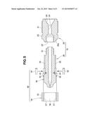 INJECTION DEVICE HAVING TWO-PIECE NOZZLE, JIG FOR USE IN ASSEMBLING     TWO-PIECE NOZZLE, AND METHOD OF ASSEMBLING TWO-PIECE NOZZLE diagram and image