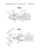 INJECTION DEVICE HAVING TWO-PIECE NOZZLE, JIG FOR USE IN ASSEMBLING     TWO-PIECE NOZZLE, AND METHOD OF ASSEMBLING TWO-PIECE NOZZLE diagram and image
