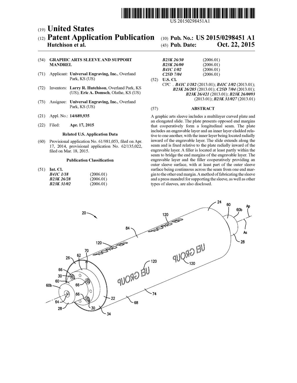 GRAPHIC ARTS SLEEVE AND SUPPORT MANDREL - diagram, schematic, and image 01