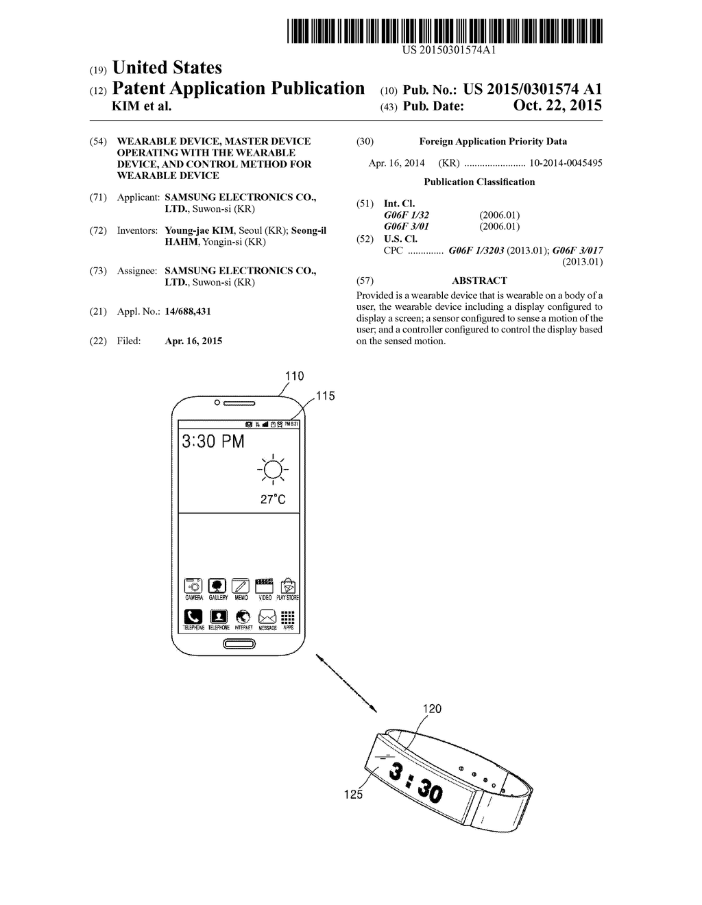 WEARABLE DEVICE, MASTER DEVICE OPERATING WITH THE WEARABLE DEVICE, AND     CONTROL METHOD FOR WEARABLE DEVICE - diagram, schematic, and image 01