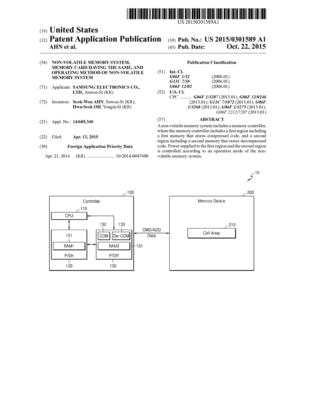 NON-VOLATILE MEMORY SYSTEM, MEMORY CARD HAVING THE SAME, AND OPERATING     METHOD OF NON-VOLATILE MEMORY SYSTEM - diagram, schematic, and image 01