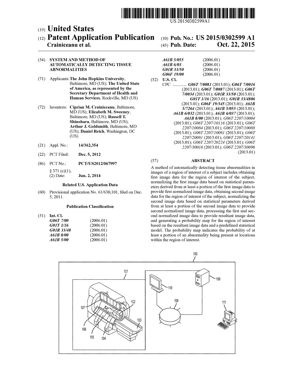 SYSTEM AND METHOD OF AUTOMATICALLY DETECTING TISSUE ABNORMALITIES - diagram, schematic, and image 01