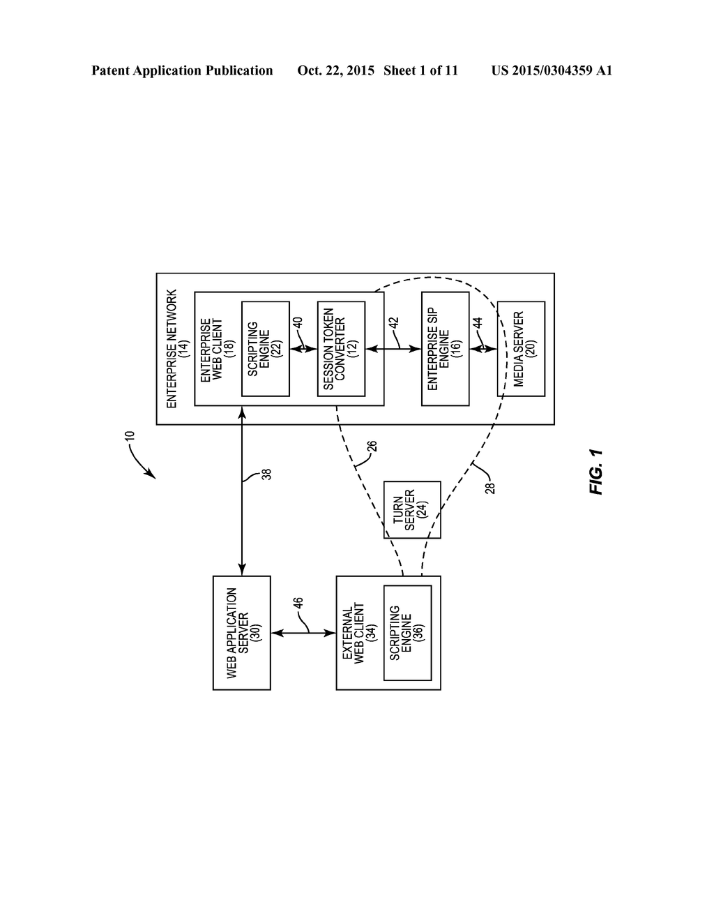 APPLICATION OF ENTERPRISE POLICIES TO WEB REAL-TIME COMMUNICATIONS     (WebRTC) INTERACTIVE SESSIONS USING AN ENTERPRISE SESSION INITIATION     PROTOCOL (SIP) ENGINE, AND RELATED METHODS, SYSTEMS, AND     COMPUTER-READABLE MEDIA - diagram, schematic, and image 02