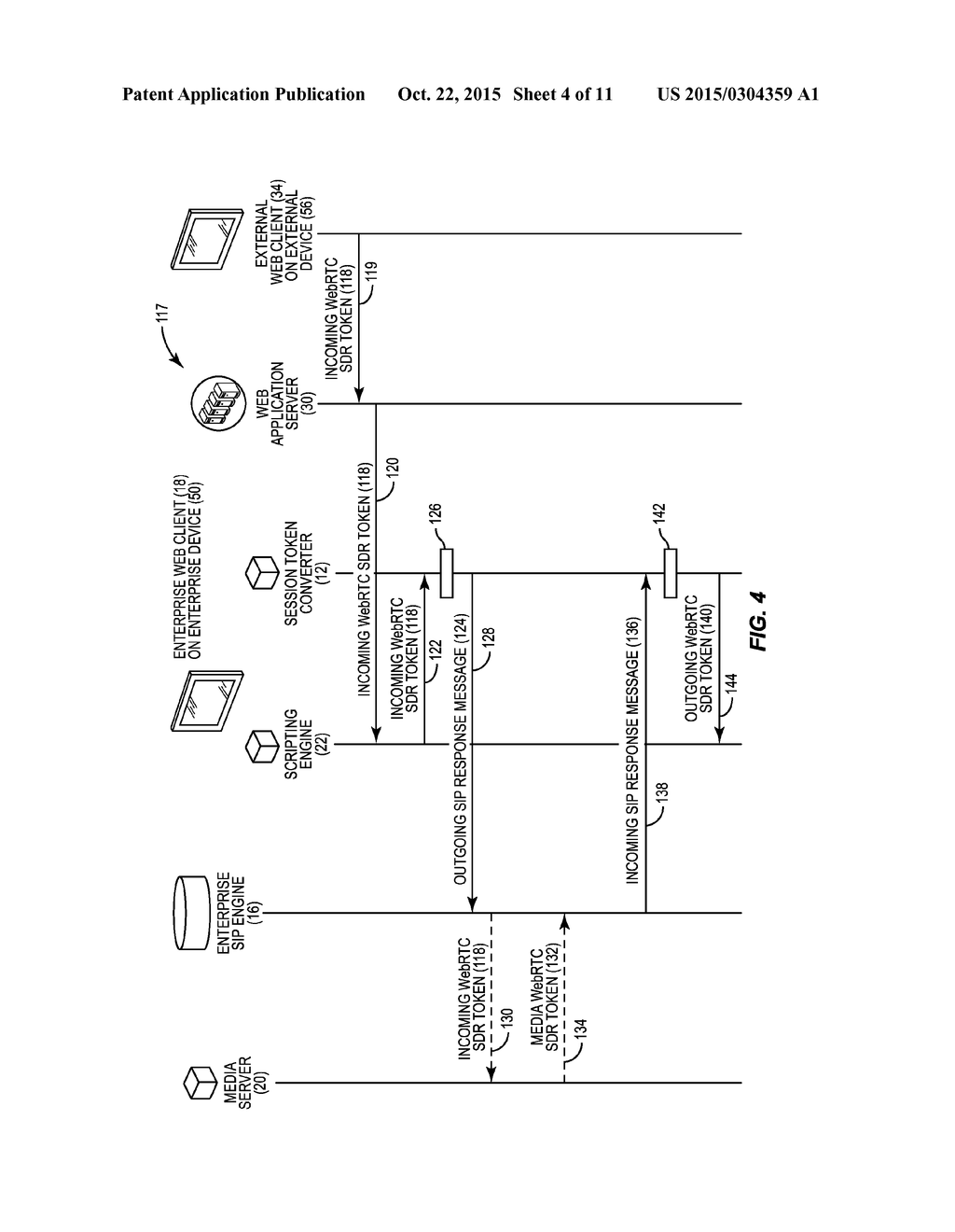 APPLICATION OF ENTERPRISE POLICIES TO WEB REAL-TIME COMMUNICATIONS     (WebRTC) INTERACTIVE SESSIONS USING AN ENTERPRISE SESSION INITIATION     PROTOCOL (SIP) ENGINE, AND RELATED METHODS, SYSTEMS, AND     COMPUTER-READABLE MEDIA - diagram, schematic, and image 05