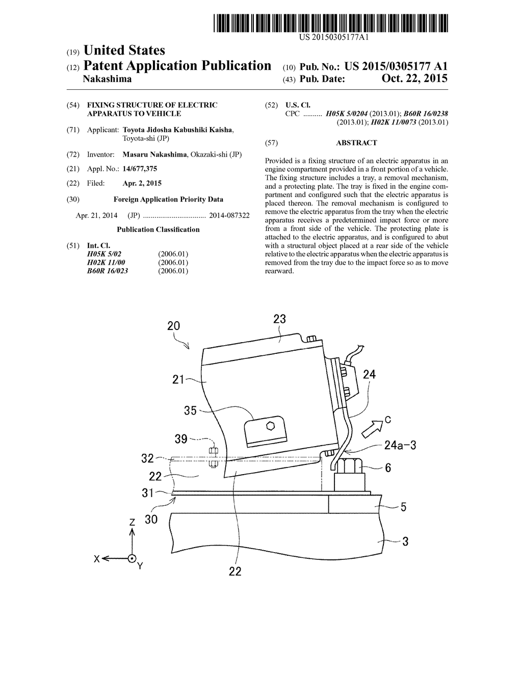 FIXING STRUCTURE OF ELECTRIC APPARATUS TO VEHICLE - diagram, schematic, and image 01