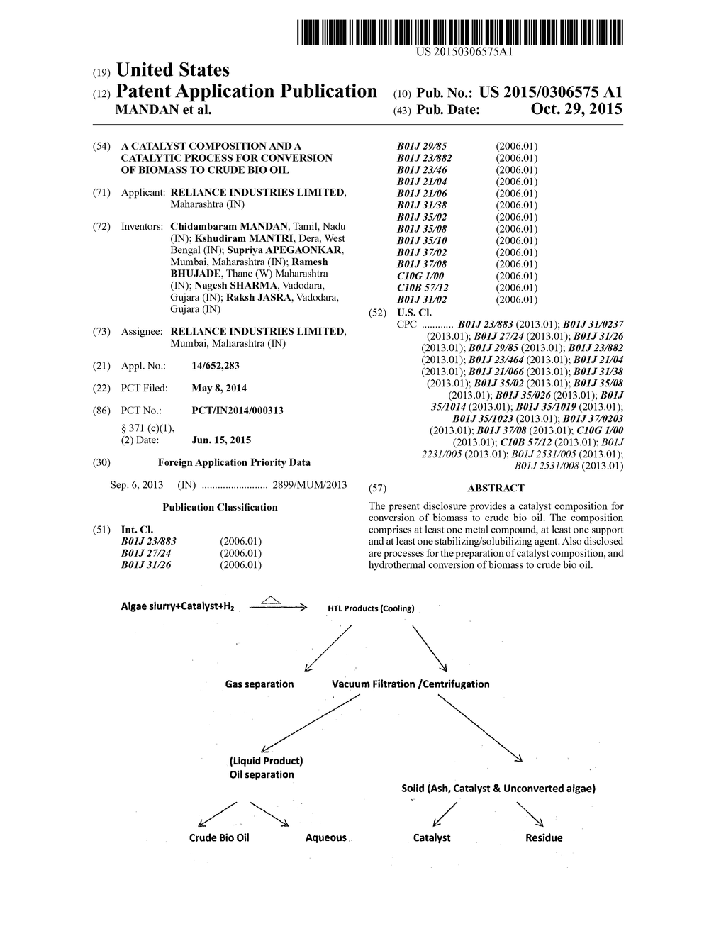 A CATALYST COMPOSITION AND A CATALYTIC PROCESS FOR CONVERSION OF BIOMASS     TO CRUDE BIO OIL - diagram, schematic, and image 01