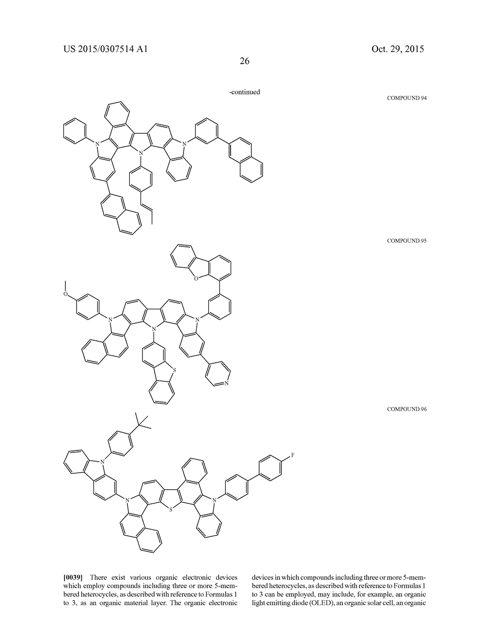 COMPOUND CONTAINING 5-MEMBERED HETEROCYCLES, ORGANIC ELECTRONIC DEVICE     USING SAME, AND TERMINAL COMPRISING THE LATTER - diagram, schematic, and image 33