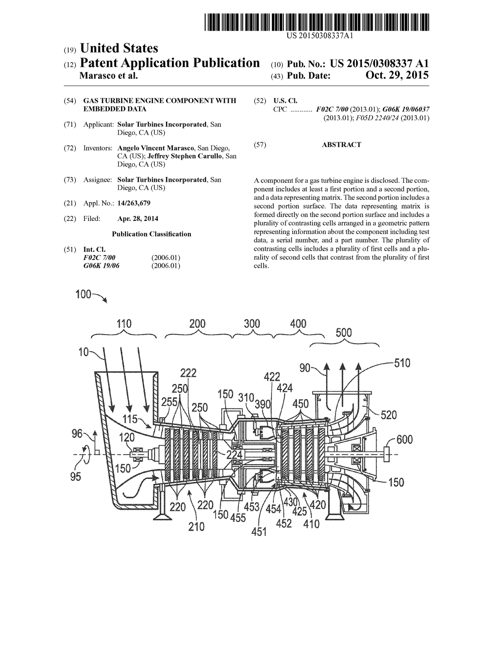 GAS TURBINE ENGINE COMPONENT WITH EMBEDDED DATA - diagram, schematic, and image 01