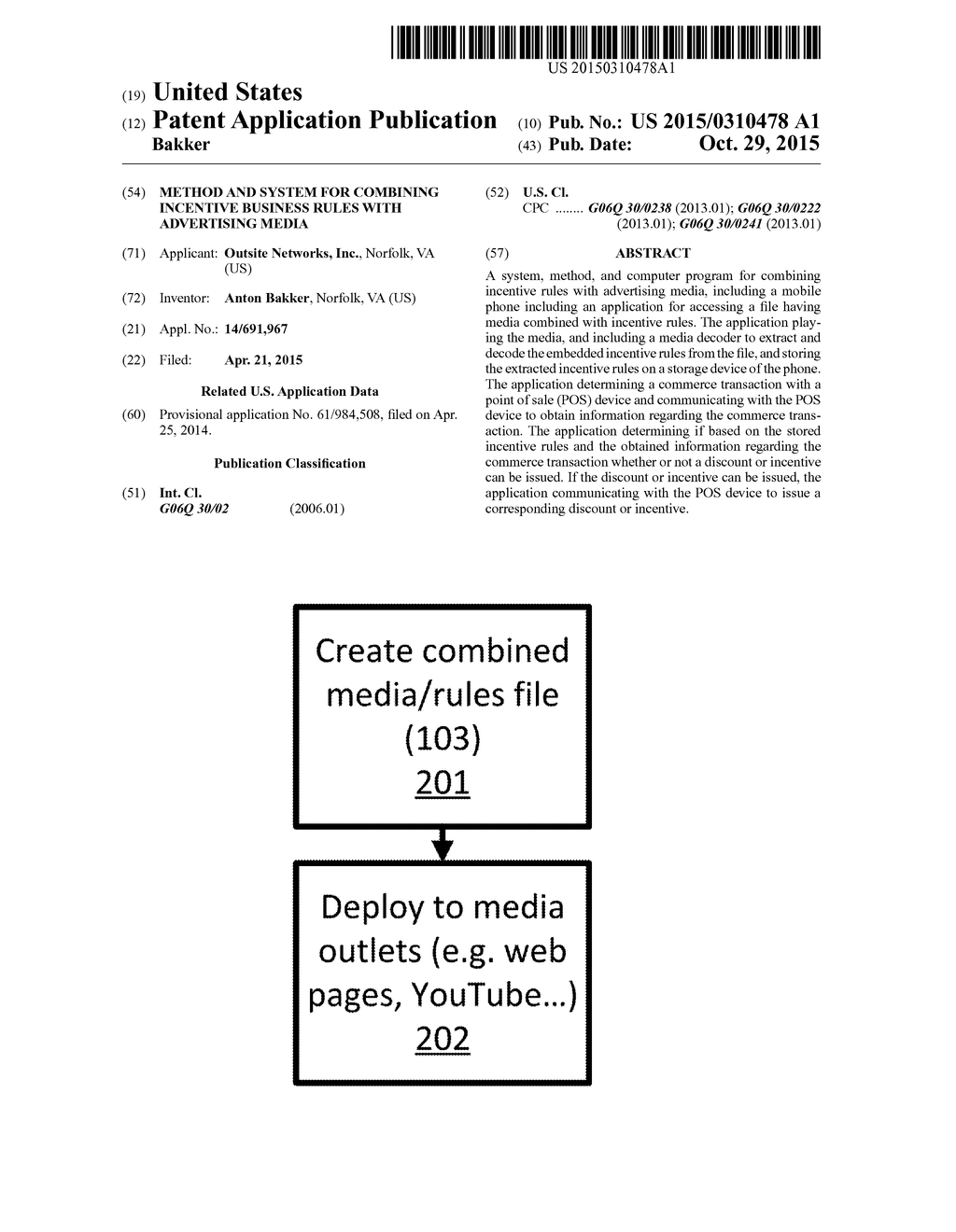 METHOD AND SYSTEM FOR COMBINING INCENTIVE BUSINESS RULES WITH ADVERTISING     MEDIA - diagram, schematic, and image 01