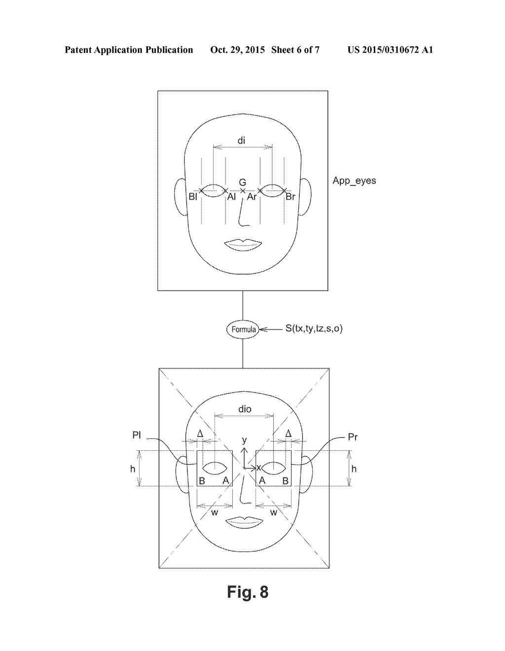 AUGMENTED REALITY METHOD APPLIED TO THE INTEGRATION OF A PAIR OF     SPECTACLES INTO AN IMAGE OF A FACE - diagram, schematic, and image 07