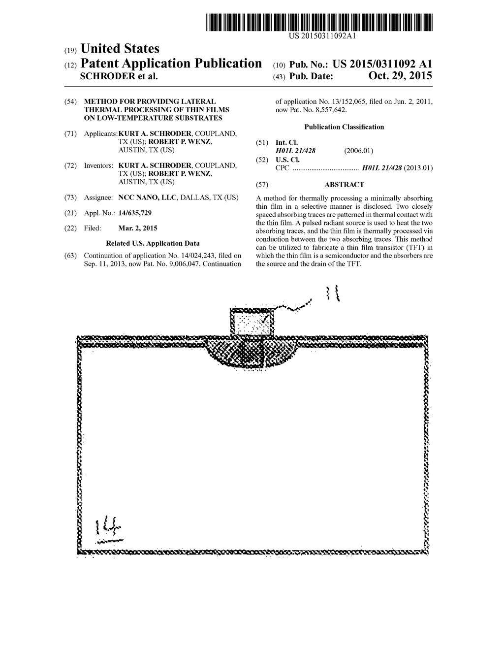 METHOD FOR PROVIDING LATERAL THERMAL PROCESSING OF THIN FILMS ON     LOW-TEMPERATURE SUBSTRATES - diagram, schematic, and image 01