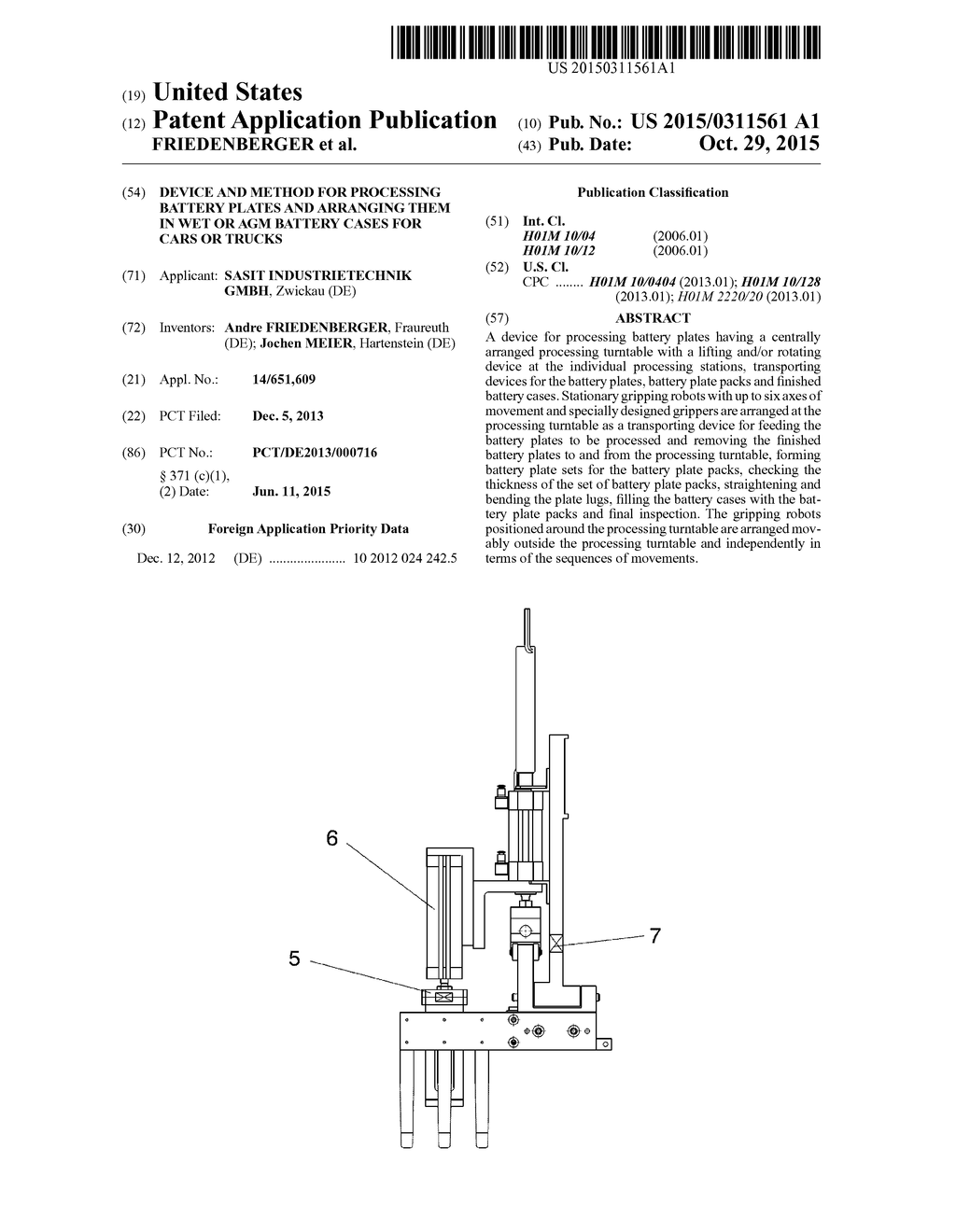 DEVICE AND METHOD FOR PROCESSING BATTERY PLATES AND ARRANGING THEM IN WET     OR AGM BATTERY CASES FOR CARS OR TRUCKS - diagram, schematic, and image 01