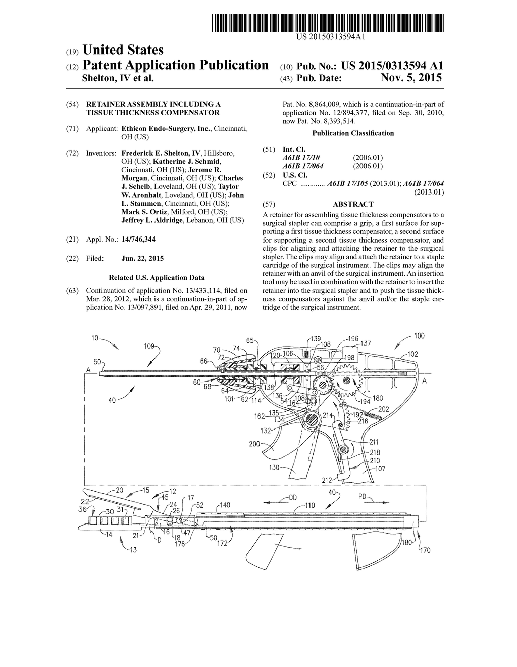 RETAINER ASSEMBLY INCLUDING A TISSUE THICKNESS COMPENSATOR - diagram, schematic, and image 01