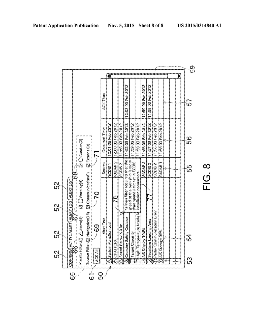 ALARM DISPLAY DEVICE, INTEGRATED NAVIGATION SYSTEM INCLUDING THE SAME AND     METHOD OF DISPLAYING ALARMS - diagram, schematic, and image 09