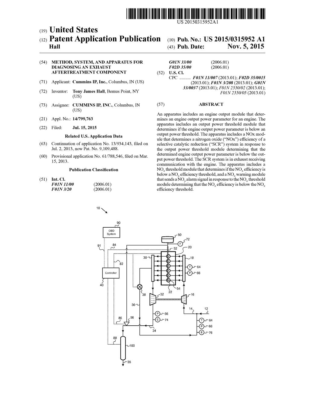 METHOD, SYSTEM, AND APPARATUS FOR DIAGNOSING AN EXHAUST AFTERTREATMENT     COMPONENT - diagram, schematic, and image 01