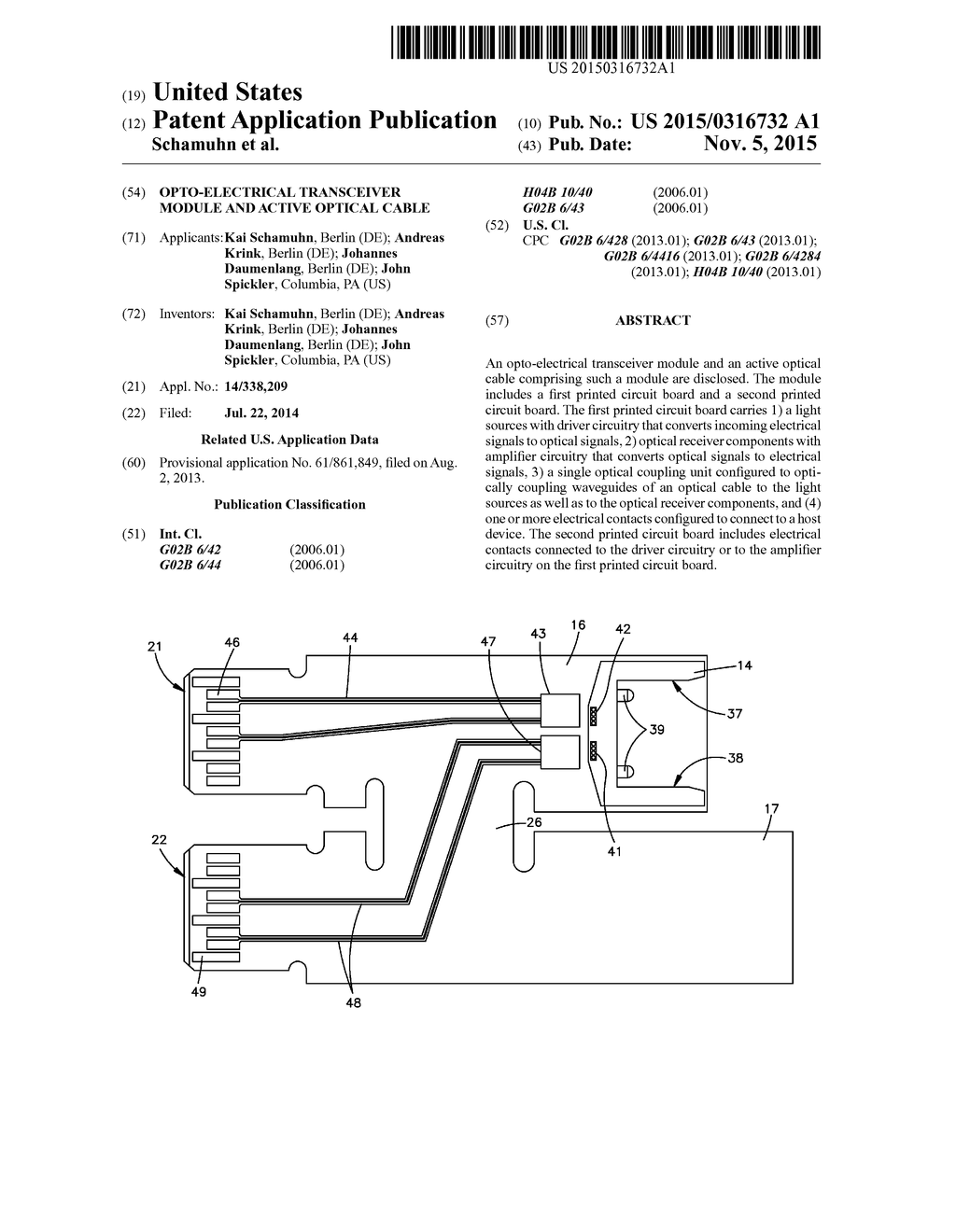 Opto-Electrical Transceiver Module and Active Optical Cable - diagram, schematic, and image 01