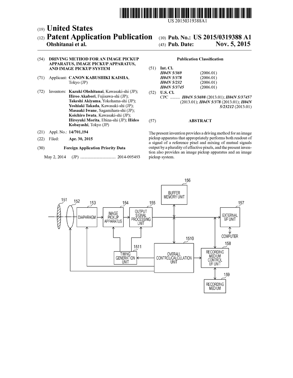 DRIVING METHOD FOR AN IMAGE PICKUP APPARATUS, IMAGE PICKUP APPARATUS, AND     IMAGE PICKUP SYSTEM - diagram, schematic, and image 01