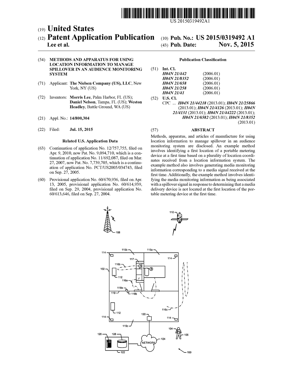 METHODS AND APPARATUS FOR USING LOCATION INFORMATION TO MANAGE SPILLOVER     IN AN AUDIENCE MONITORING SYSTEM - diagram, schematic, and image 01