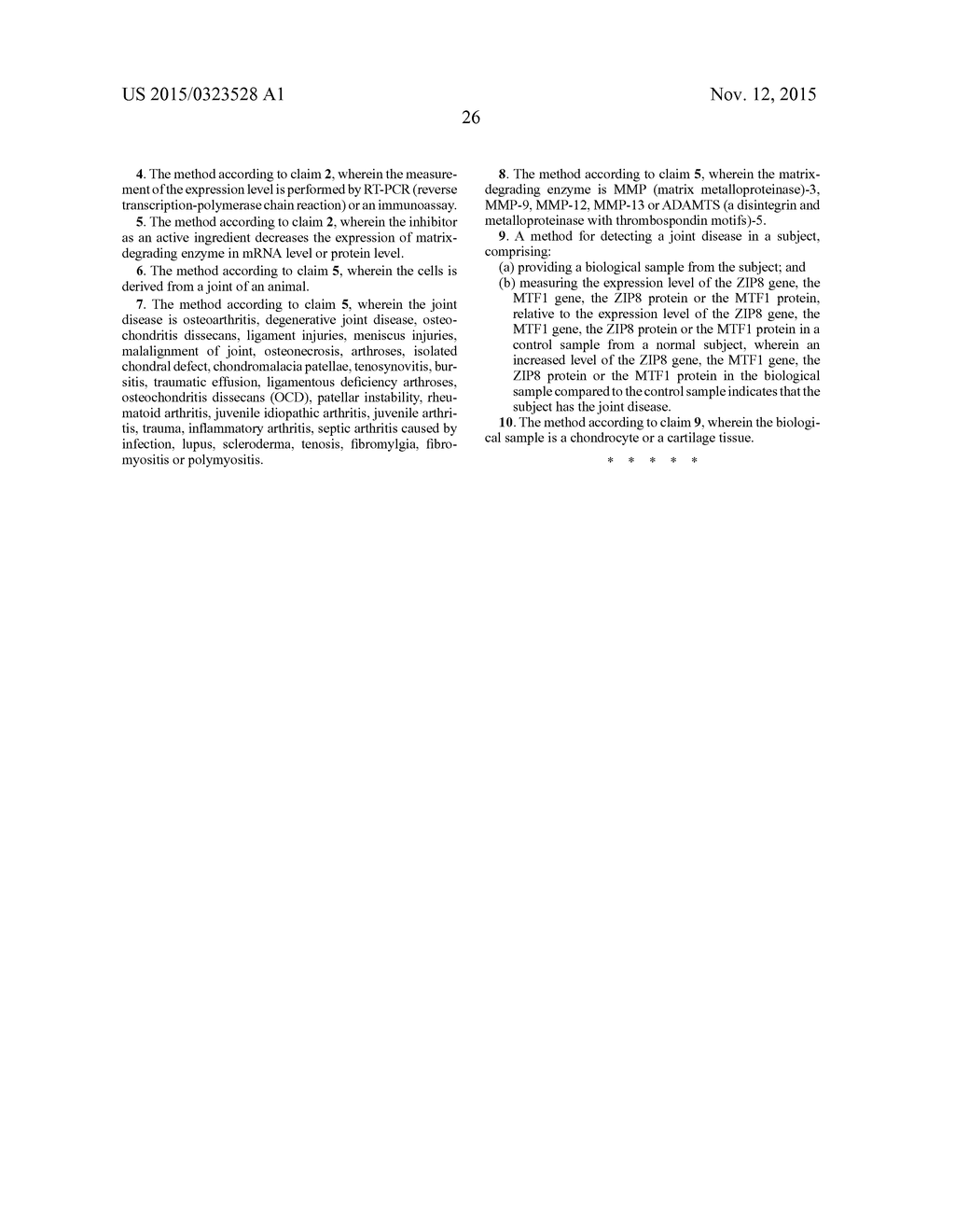 PHARMACEUTICAL COMPOSITIONS COMPRISING INHIBITORS OF ZINC-ZIP8-MTF1 AS     ACTIVE INGREDIENTS FOR PREVENTING OR TREATING A JOINT DISEASE - diagram, schematic, and image 66