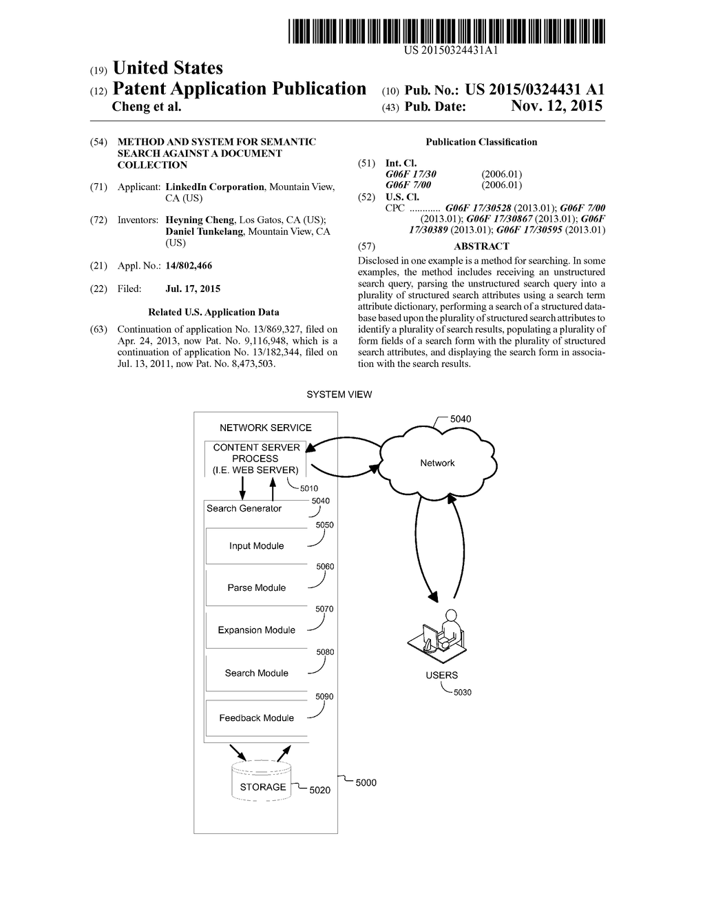 METHOD AND SYSTEM FOR SEMANTIC SEARCH AGAINST A DOCUMENT COLLECTION - diagram, schematic, and image 01