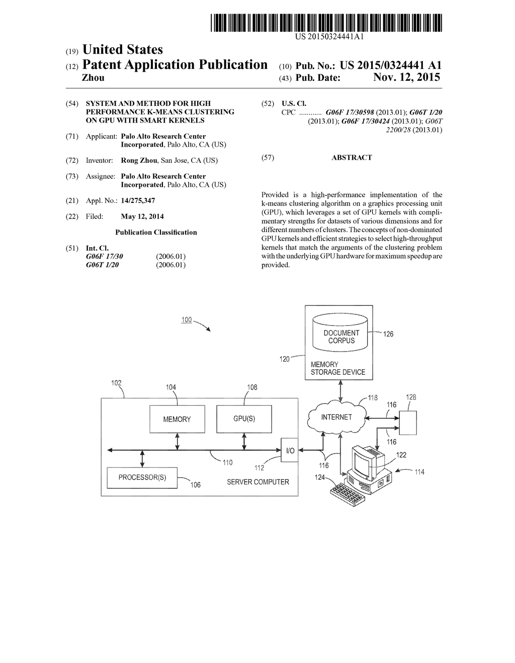 SYSTEM AND METHOD FOR HIGH PERFORMANCE K-MEANS CLUSTERING ON GPU WITH     SMART KERNELS - diagram, schematic, and image 01